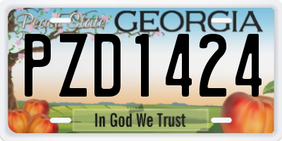 GA license plate PZD1424