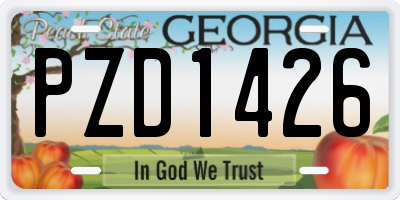 GA license plate PZD1426