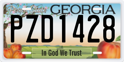 GA license plate PZD1428