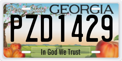 GA license plate PZD1429