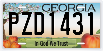 GA license plate PZD1431