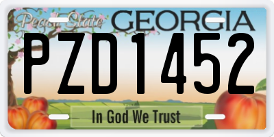 GA license plate PZD1452