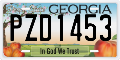 GA license plate PZD1453