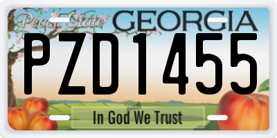 GA license plate PZD1455