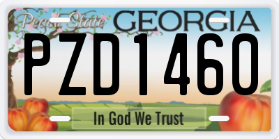 GA license plate PZD1460