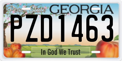 GA license plate PZD1463