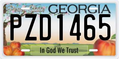 GA license plate PZD1465