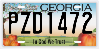 GA license plate PZD1472