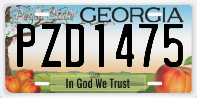GA license plate PZD1475