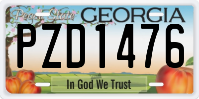 GA license plate PZD1476
