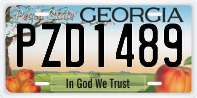 GA license plate PZD1489