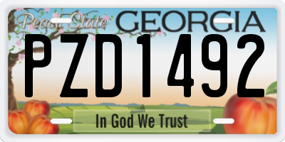 GA license plate PZD1492