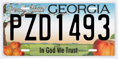GA license plate PZD1493