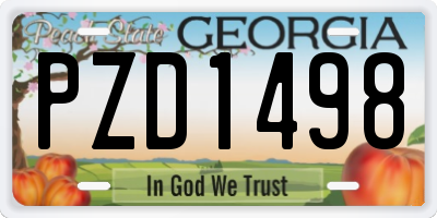 GA license plate PZD1498