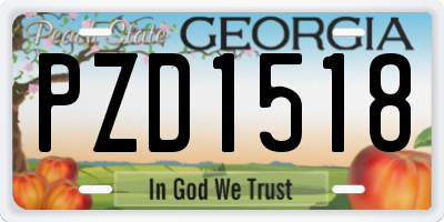 GA license plate PZD1518