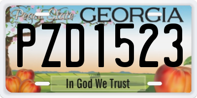GA license plate PZD1523