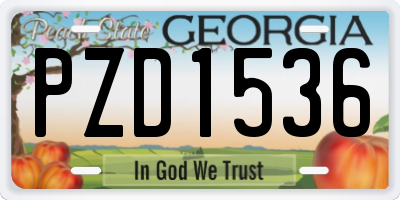 GA license plate PZD1536