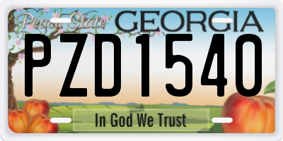 GA license plate PZD1540