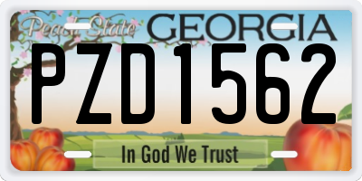 GA license plate PZD1562