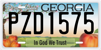 GA license plate PZD1575