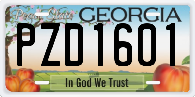 GA license plate PZD1601