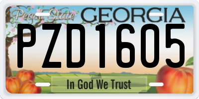 GA license plate PZD1605