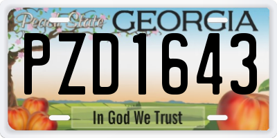 GA license plate PZD1643