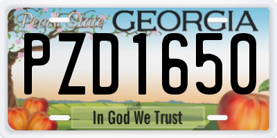 GA license plate PZD1650