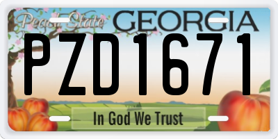 GA license plate PZD1671