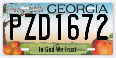 GA license plate PZD1672