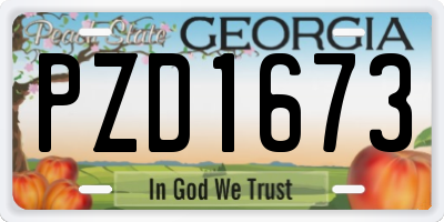 GA license plate PZD1673