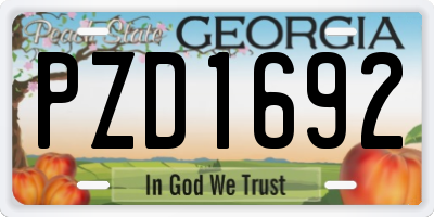 GA license plate PZD1692