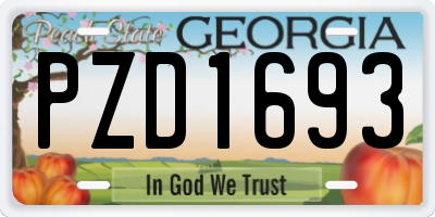 GA license plate PZD1693