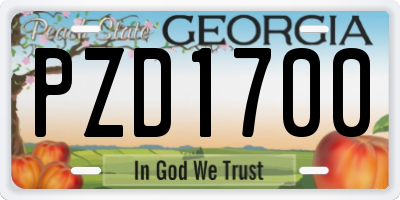 GA license plate PZD1700