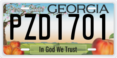 GA license plate PZD1701