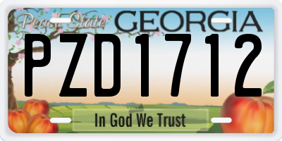 GA license plate PZD1712