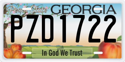 GA license plate PZD1722