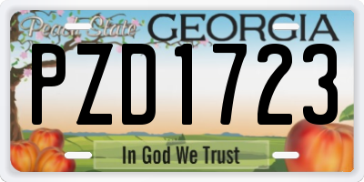GA license plate PZD1723