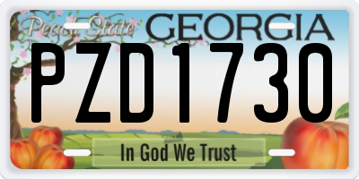 GA license plate PZD1730