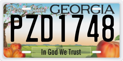 GA license plate PZD1748