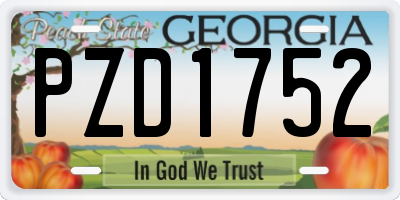 GA license plate PZD1752