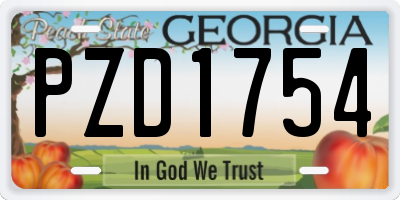 GA license plate PZD1754