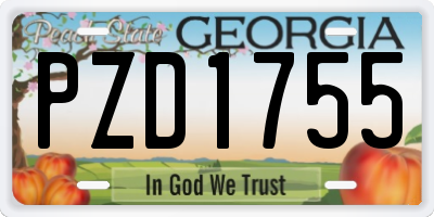 GA license plate PZD1755