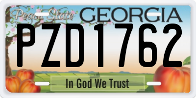 GA license plate PZD1762