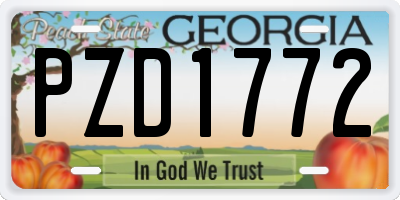 GA license plate PZD1772