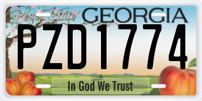 GA license plate PZD1774