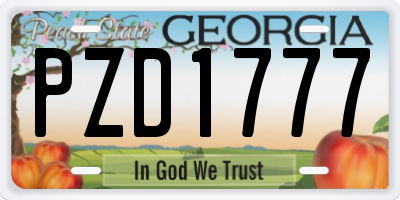 GA license plate PZD1777