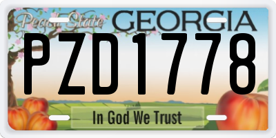 GA license plate PZD1778