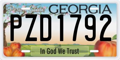 GA license plate PZD1792