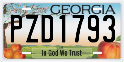 GA license plate PZD1793